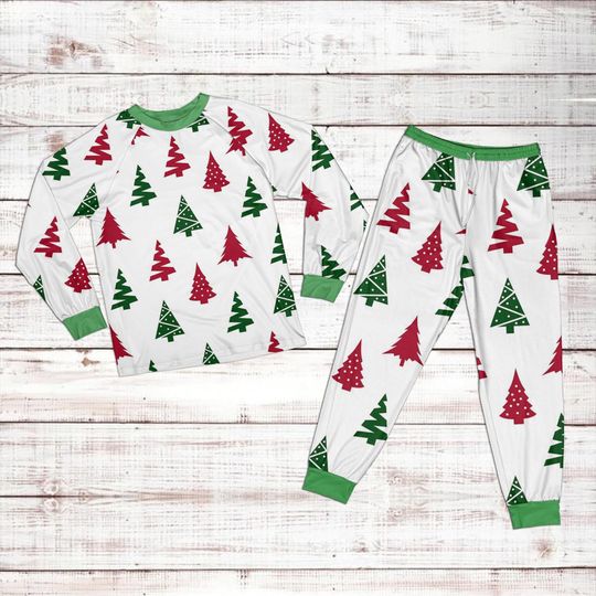 Discover Christmas Pajamas Set Kids, Christmas Tree Pajamas Set Kids, Red Green Holiday Sleepwear