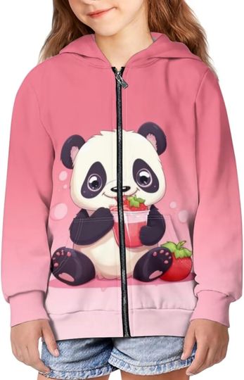 Discover Panda cute Kids Zip-Up Hoodies