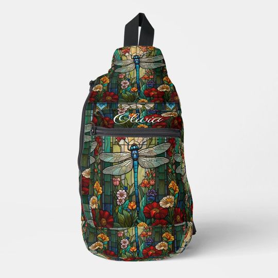 Discover Vintage art nouveau dragonfly boho monogram sling bag