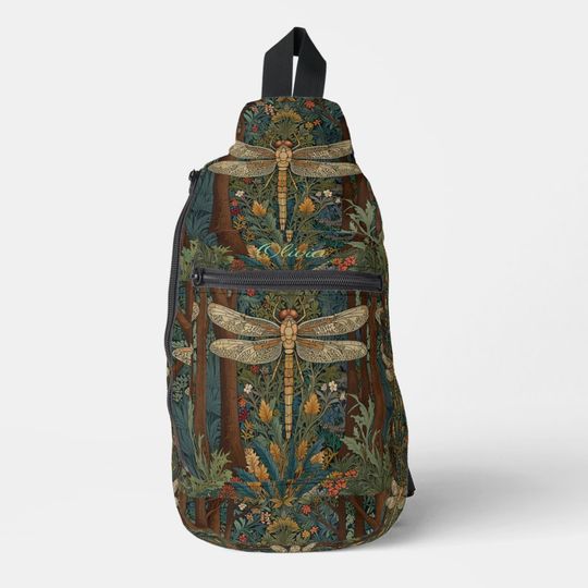 Discover Vintage art nouveau dragonfly boho monogram sling bag