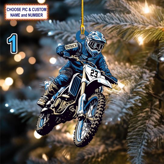 Discover Custom Name Motocross Dirt Bike Christmas Ornament, Christmas Tree Hanging Decor