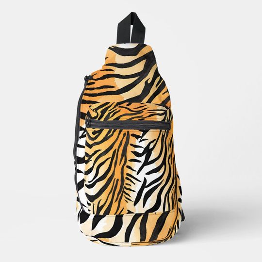 Discover Modern Striped tiger skins Print big cats feline a Sling Bag