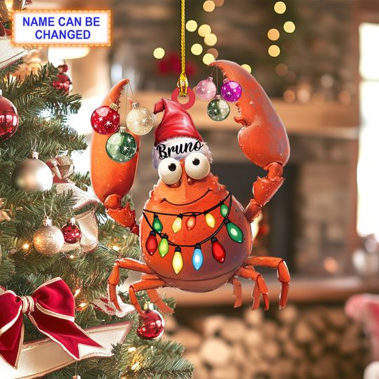 Discover Custom Name Lobster Smiling Christmas Lights and Bulbs Ornament