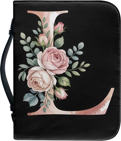 Discover Bible Cover Case for Women Men Letter with Flower PU Leather Bible