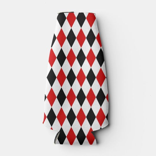 Discover Red White Black Harlequin Diamond Pattern Bottle Cooler