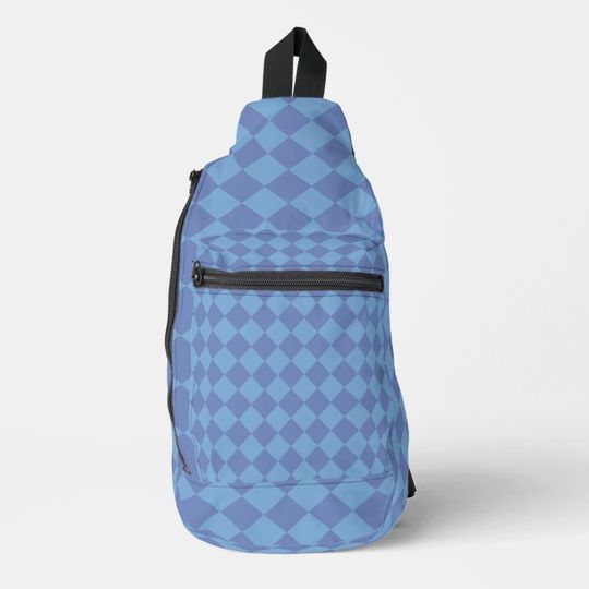 Discover Blue Checker Diamond Pattern Sling Bag