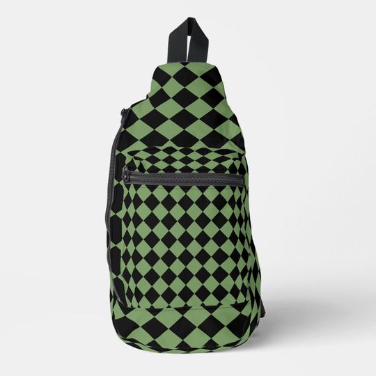 Discover Green Black Checker Diamond Pattern Sling Bag