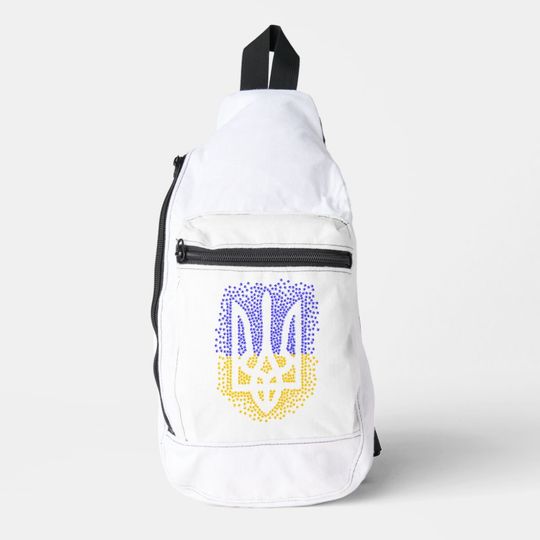Discover Ukrainian heraldry trident tryzub scattering stars sling bag