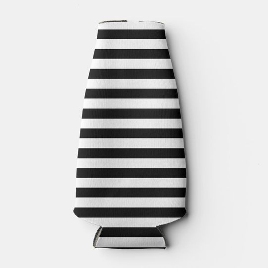 Discover Trendy Black and White Wide Horizontal Stripes Bottle Cooler
