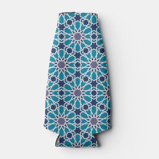 Discover Abstract Pattern In Blue And Grey Bottle Cooler
