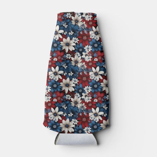 Discover  Bold Patriotic Floral Pattern Bottle Cooler