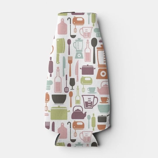 Discover Pattern with colorful cooking icons bottle cooler