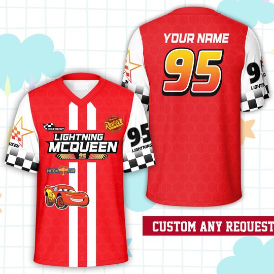 Discover Personalized Name Ddisney carss Football Jersey, Custom Lightning MccQueen 95 Jersey