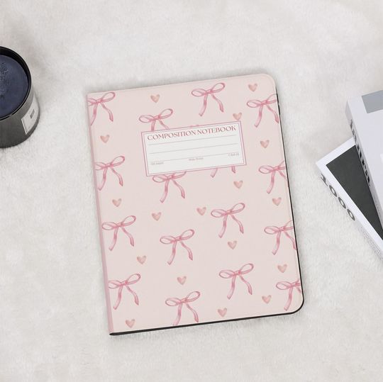 Discover Pink Bows Composition Book Preppy iPad Case
