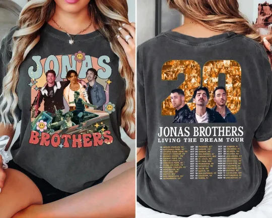 Discover Jonas Brothers Shirt, Living the Dream Tour 2025, Jonas Fan Merchandise T-Shirt