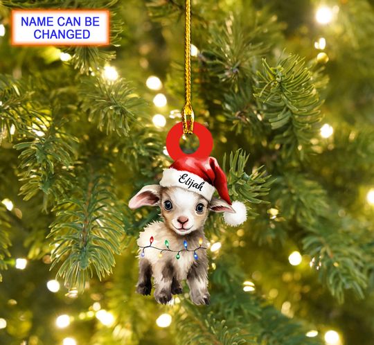Discover Custom Name Cute Goat Xmas Personalized Ornament, Christmas Tree Hanging Decor