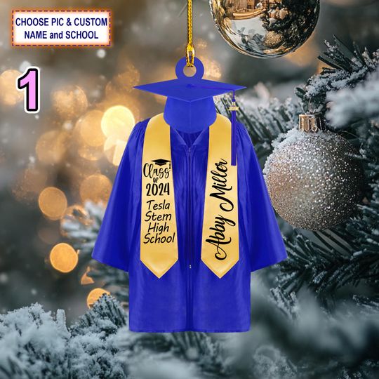 Discover Custom Name Preschool Kindergarten Graduation Gown Cap Set Christmas Ornament