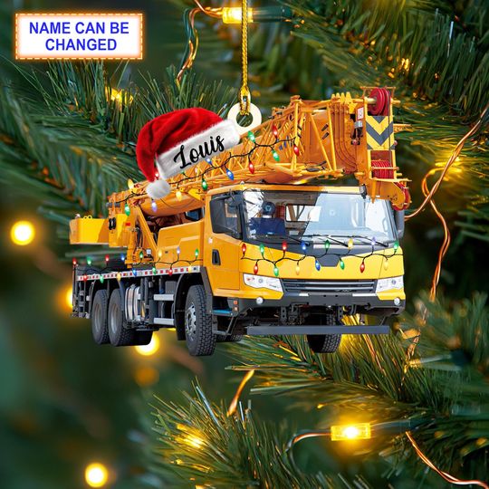 Discover Custom Name Bridge Inspection Truck With Santa Hat Christmas Lights Ornament, Christmas Tree Hanging Decor, Christmas Ornament,Flat Ornament