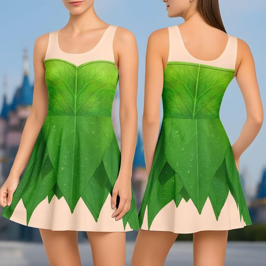 Discover Princess Tinkerr Bells Skater Dress, Disneyyy Fairy Princess Women Dress, Disneybound Cosplay Costume, Halloween Green Dress