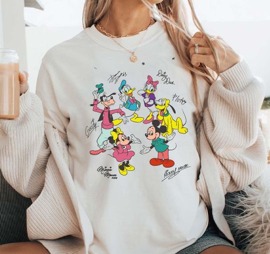 Discover Mickeyy and Friends Signature Shirt, Disneyyy Characters Autograph