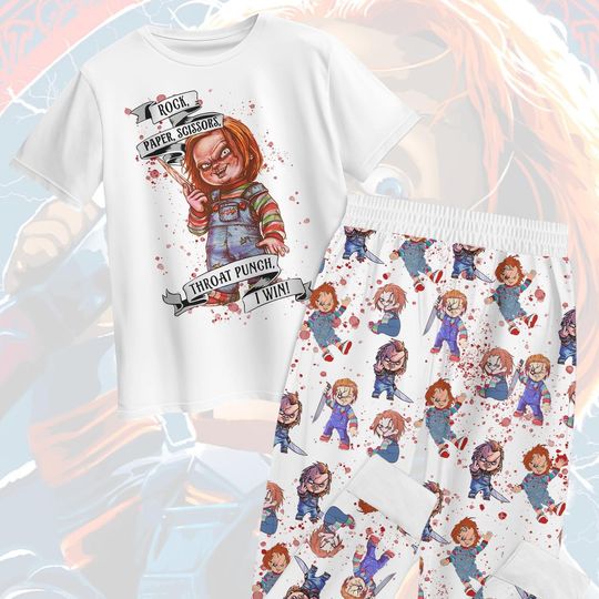 Discover Halloween Chucky Pajamas Set, Chucky T-Shirt, Horror Chucky Pajamas