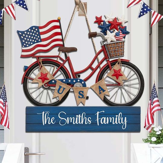 Discover Land Of The Free - Personalized Independence Day/ 4th of July Custom Shaped Wood Sign