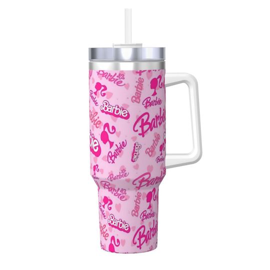Discover Barbie 40 oz Tumbler with Handle and Straw Lid Stainless Steel Insulated Tumblers