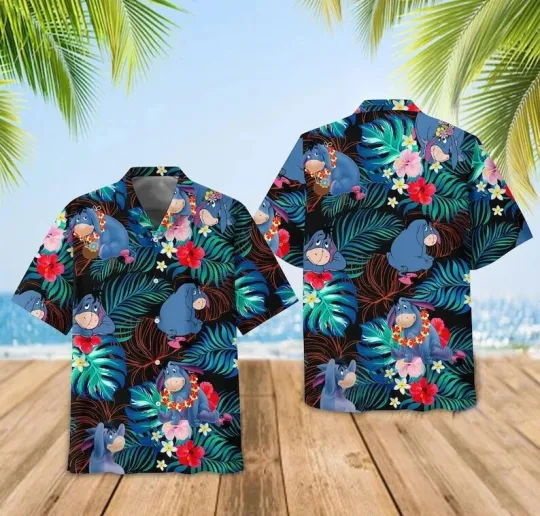 Discover Cute Eeyoree winniee the poohh Tropical Summer Beach Aloha Hawaiian Shirt 3D