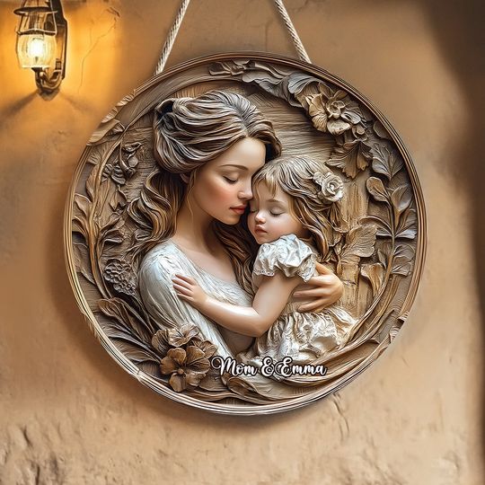 Discover Mother And Daughter - Personalized Mother Round Wood Sign