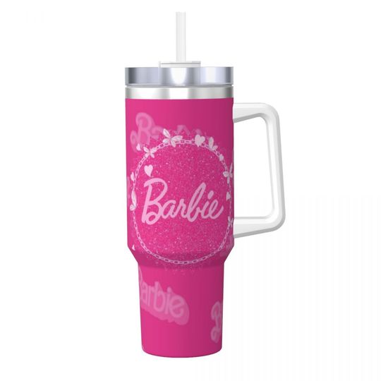 Discover Barbie 40 oz Tumbler with Handle and Straw Lid Stainless Steel Insulated Tumblers Travel