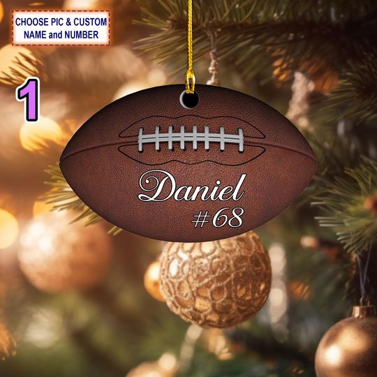 Discover Custom Name Sports Ball Christmas Ornament, Christmas Tree Hanging Decor, Flat 2D Ornament