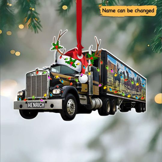 Discover Personalized Truck Christmas Ornament, Custom Truck Christmas Acrylic Ornament