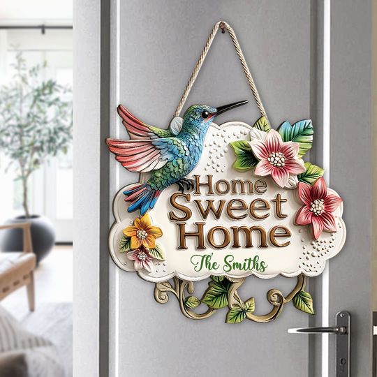 Discover Home Sweet Home - Personalized Hummingbird Custom Shaped Wood Sign