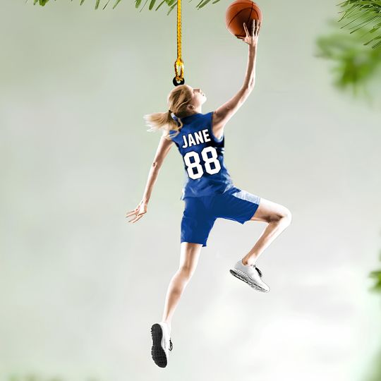 Discover Personalized Basketball Girl Christmas Ornament, Custom Name Number Basketball Player Ornament, Custom Acrylic Ornament, Basketball Keepsake