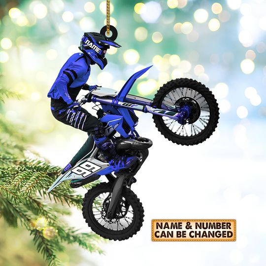 Discover Personalized Motocross Dirt Bike Christmas Ornament, Custom Name and Number Motocross Ornament, Gift For Bikers Racer Motocross Racing