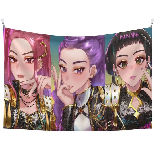 Discover Wall Tapestry Hanging Kpop Demon Hunters Huntrx Vintage Tapestries
