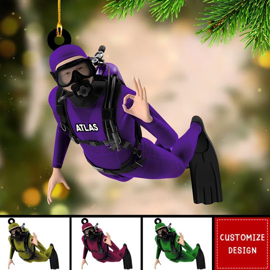 Discover Personalized Scuba Diver Christmas Ornament, Scuba Diving Acrylic Ornament, Gift for Diver