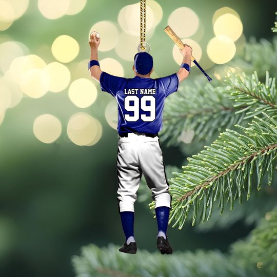 Discover Personalized Baseball Player Christmas Ornament, Baseball Batter Ornament, Custom Acrylic Ornament, Baseball Keepsake Christmas Ornament