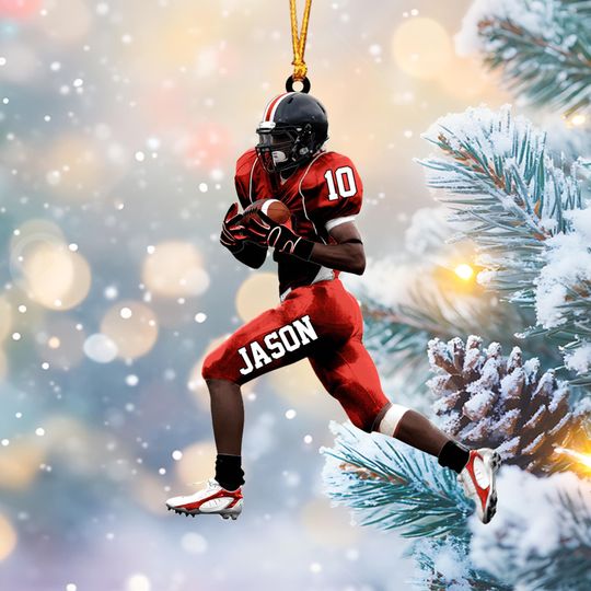 Discover Personalized American Football Christmas Ornament, Custom Football Player Ornament