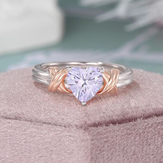 Discover Vintage Starbrite Cut Heart Engagement Ring Lavender Purple Sapphire Ring Custom Birthstone Ring