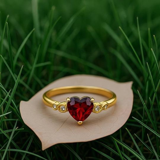 Discover Gold Ruby Heart Ring, Sterling Silver Garnet Ring, Minimalist Birthstone Jewelry, January Birthday Gift, Romantic Anniversary Ring for Her