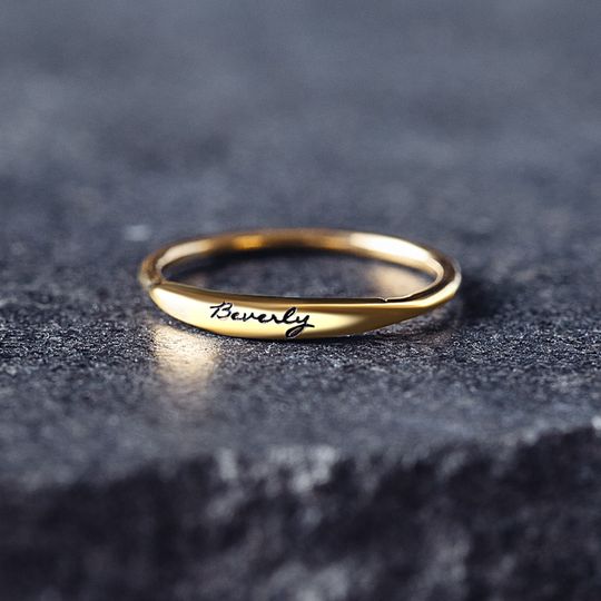 Discover Stacking Minimalist Name Ring - Dainty Name Ring - Delicate Personalized Name Ring Jewelry in Silver, Yellow, Rose -  Stocking Stuffers E3
