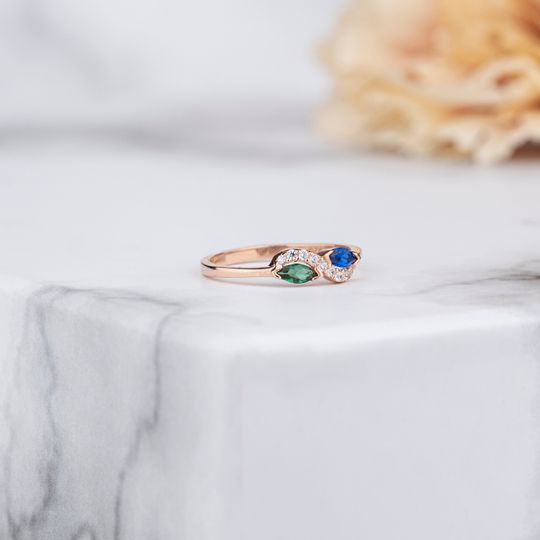 Discover Infinity Ring, Double Marquise Birthstone Ring,  Handmade Jewelry, Mother Family Ring, Unique Gift For Her