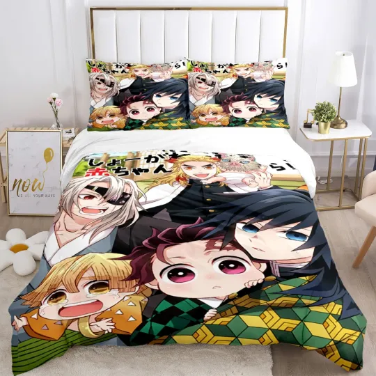 Discover Anime demon Print Bedding Set neko Bed Linen Queen