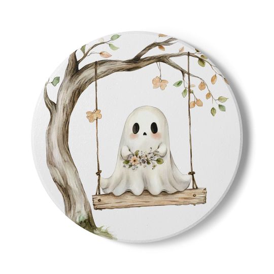 Discover Cute Ghost Coaster, Halloween Decor, Ghost Lover Gift, Home Kitchen Accessory