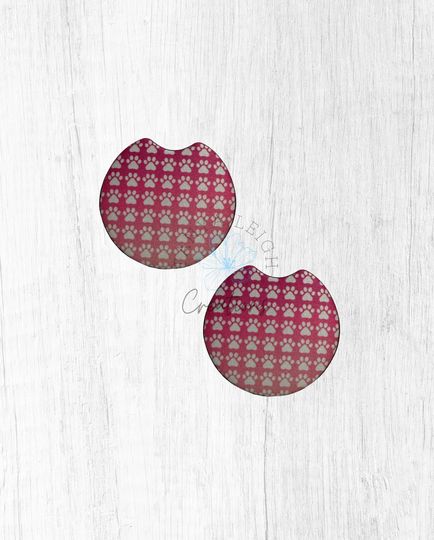 Discover Pink Dog Paw Car Coasters Set, Car Accessories for Women, Cute Gift for Mom