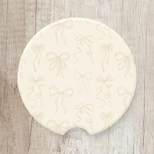 Discover Beige Neutral Bows Coquette Soapstone Car Coaster Soapstone Car Coaster