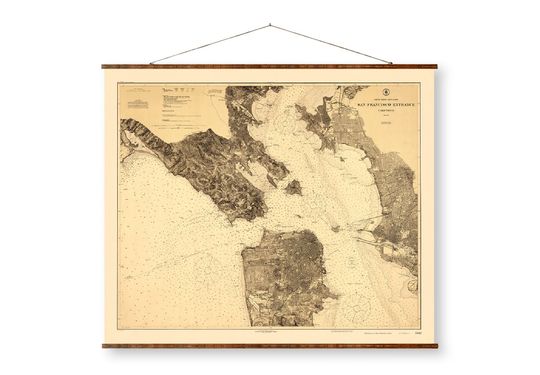 Discover San Francisco Entrance Map on Ready to Hang Roll Down Canvas Decorative Antique Wall Decor Map Scroll