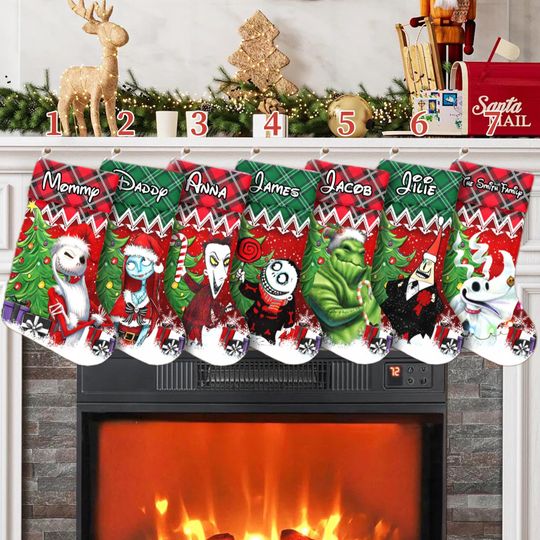 Discover Ghost Horror Xmas Stocking, The Nightmaree Beforee Christmass Stockings, Christmas Socks Home Decoration, Custom Name Stockings