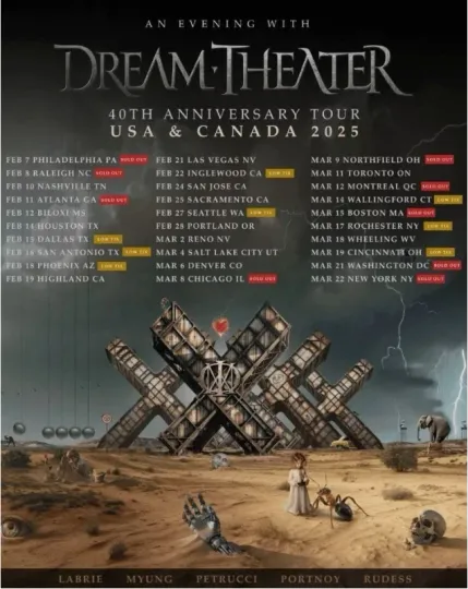 Discover ~HOT!~ DREAM THEATER 40th Anniversary Tour USA & Canada 2025 Poster.